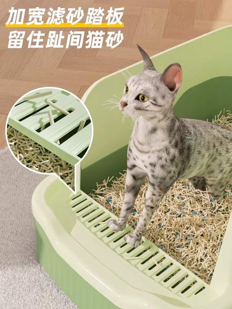 猫砂盆全开放半封闭式超特大号沙屎盆防外溅幼猫厕所猫咪用品加高