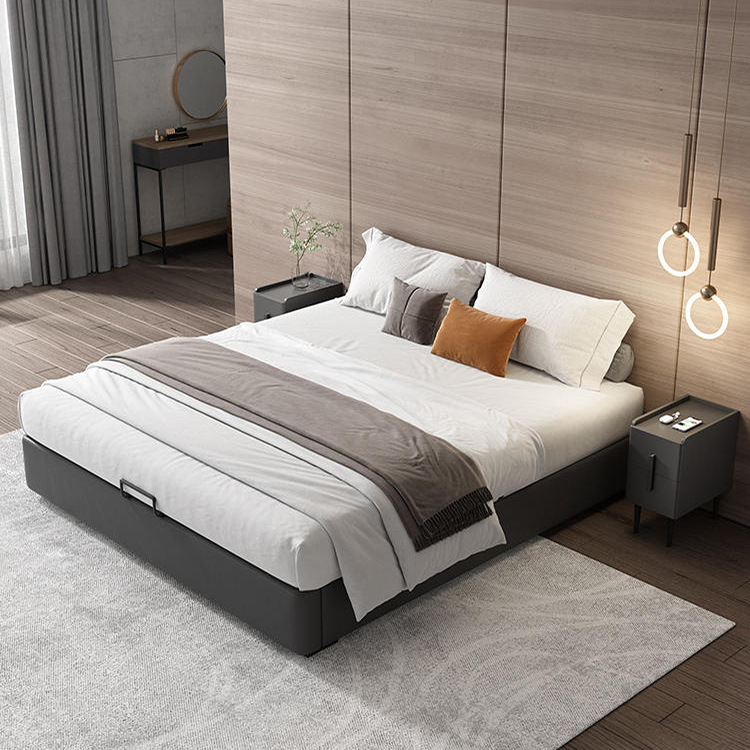 The bed without a bed is modern and simple, with no backstand to the surface.