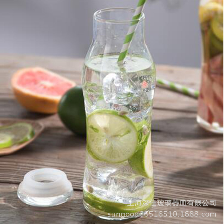 Glass tape cap bottle 560 ml large volume juice water bottle