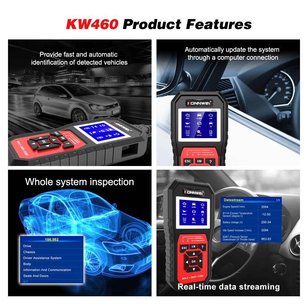 The OBD 2 ABS airbag, the Aerobic Sensor Car Diagnator scanner for Mercedes Mercedes.