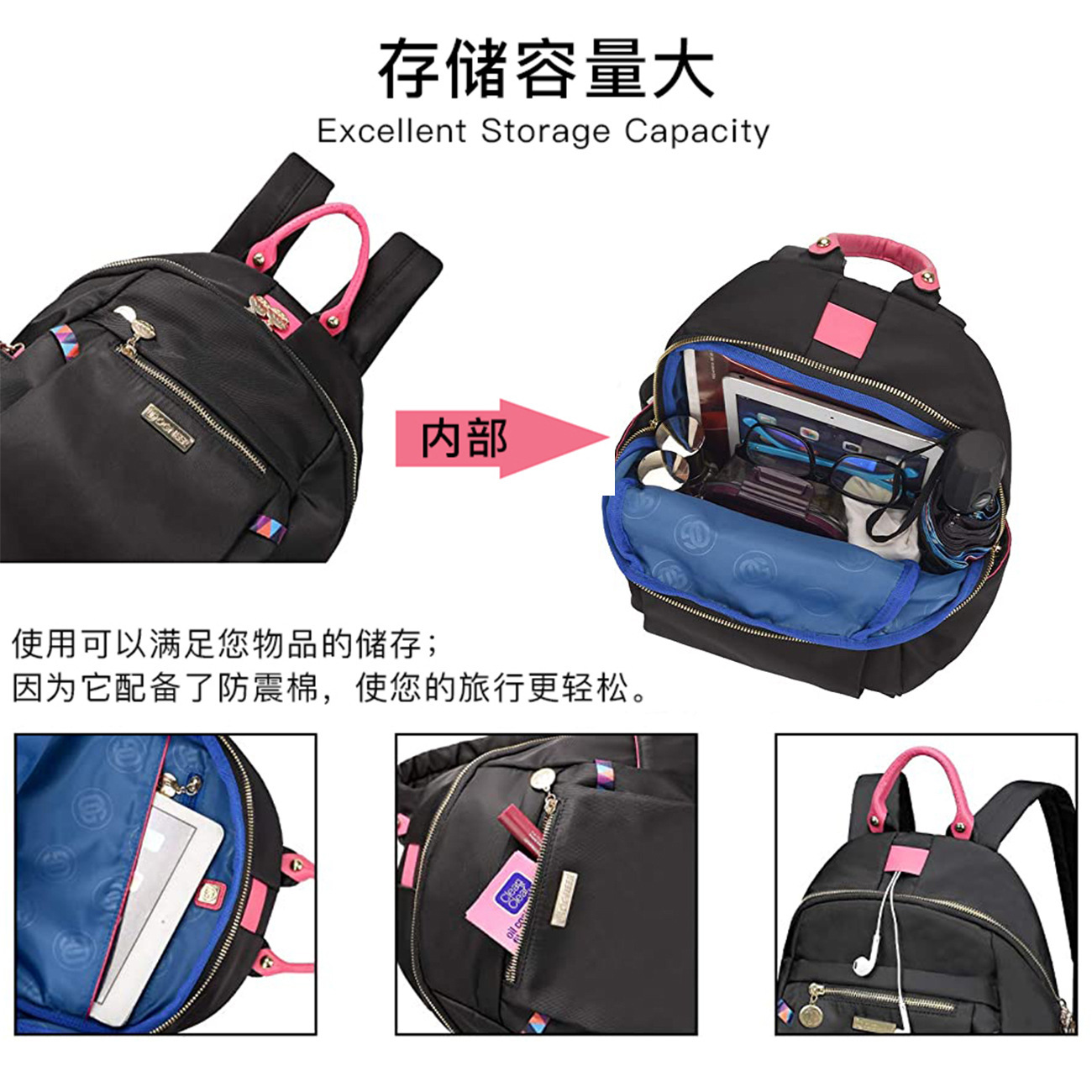 The factory supplies adult outdoor shoulder backpacks, multiple bags, practical black double shoulder capacity packs.