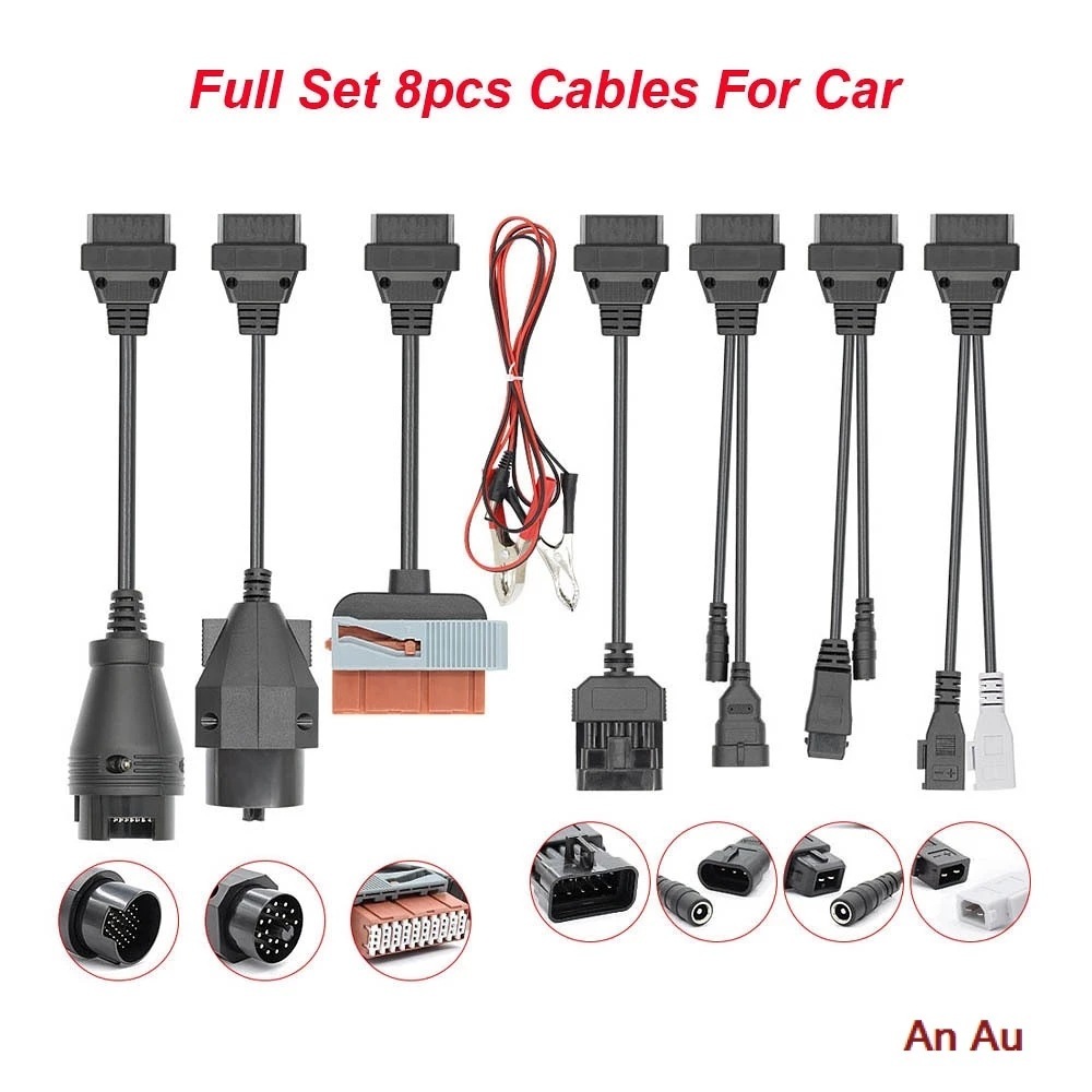 好质量小车线8 in 1全套Car Cable for ds150E tcs满针故障诊断线