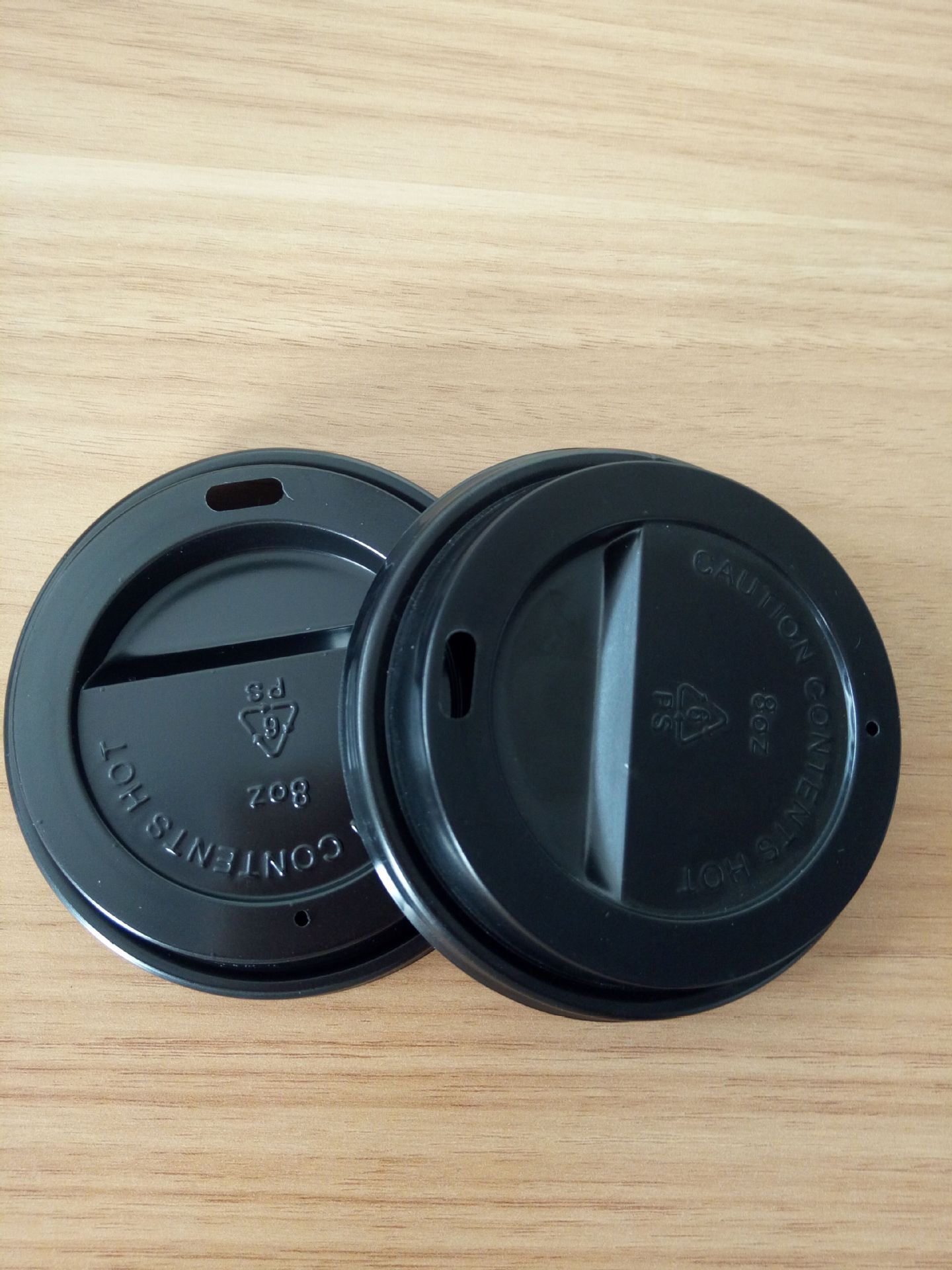 通用一次性塑料杯蓋80Z奶茶咖啡PS杯蓋加厚打包黑色熱飲杯蓋