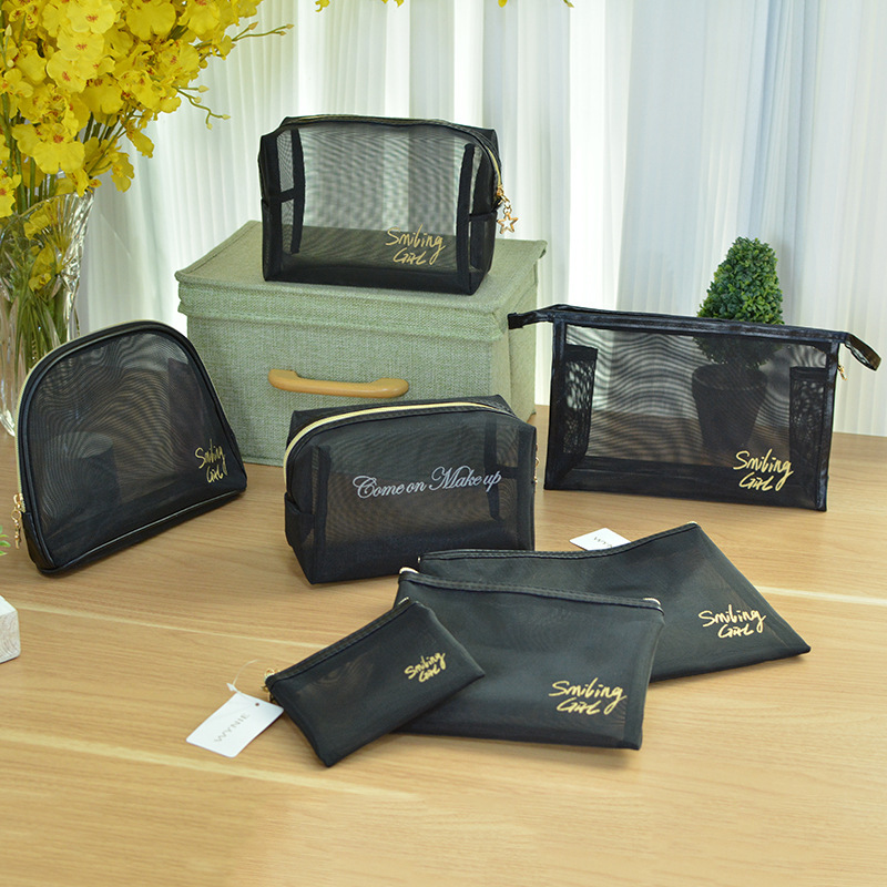 Large-capacity hand-held make-up bags of cosmetics, transparent travel net laundry bags, spot delivery.