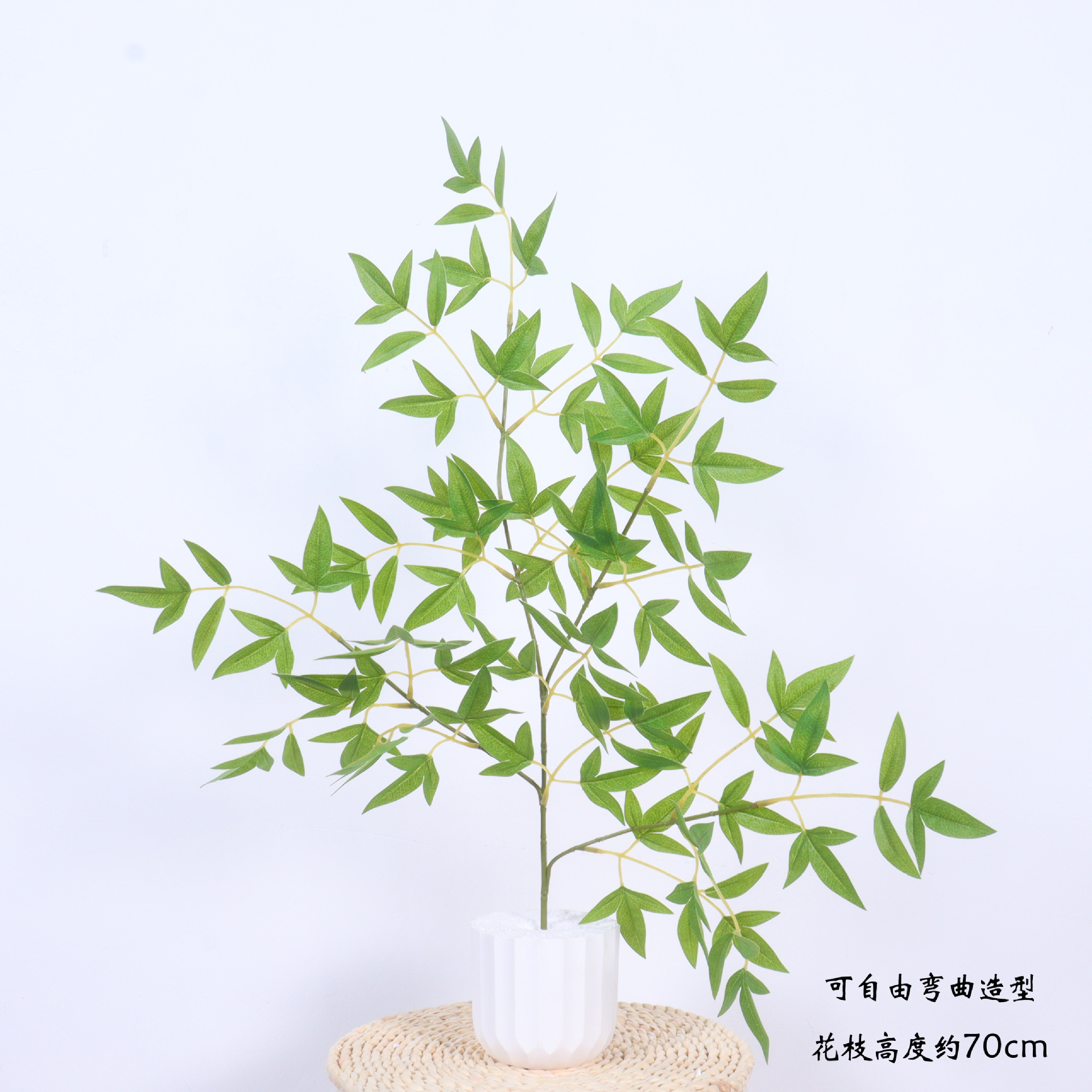 A single green-plant Eugarite vase with a dining table set up in the living room, and a plough of a plant.