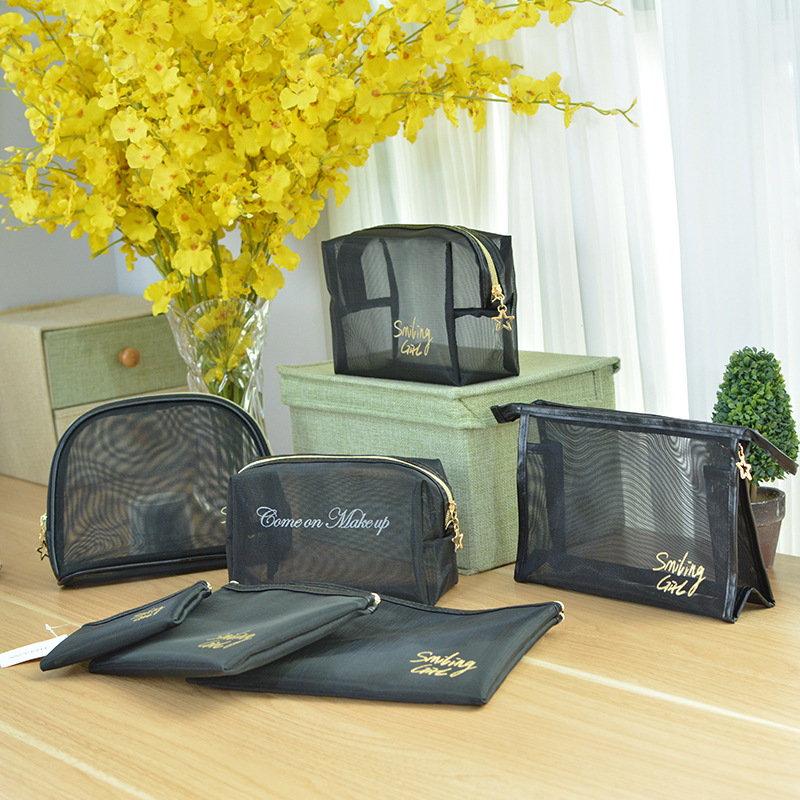Large-capacity hand-held make-up bags of cosmetics, transparent travel net laundry bags, spot delivery.