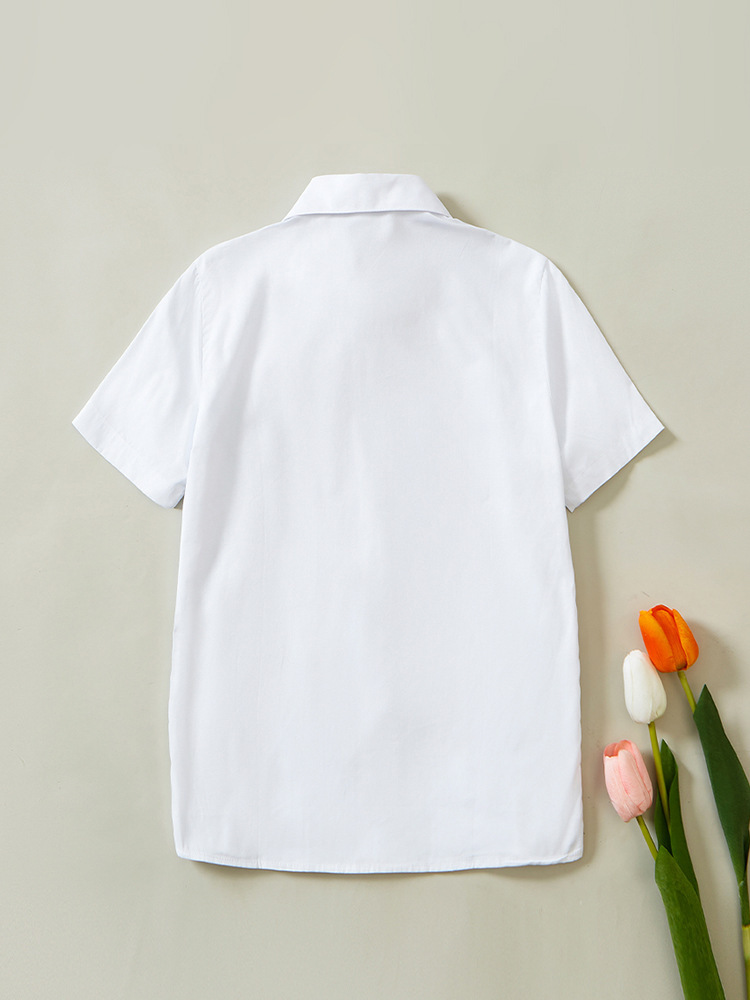 Girl ' s College short-sleeve white shirts, and white shirts for primary and secondary school children