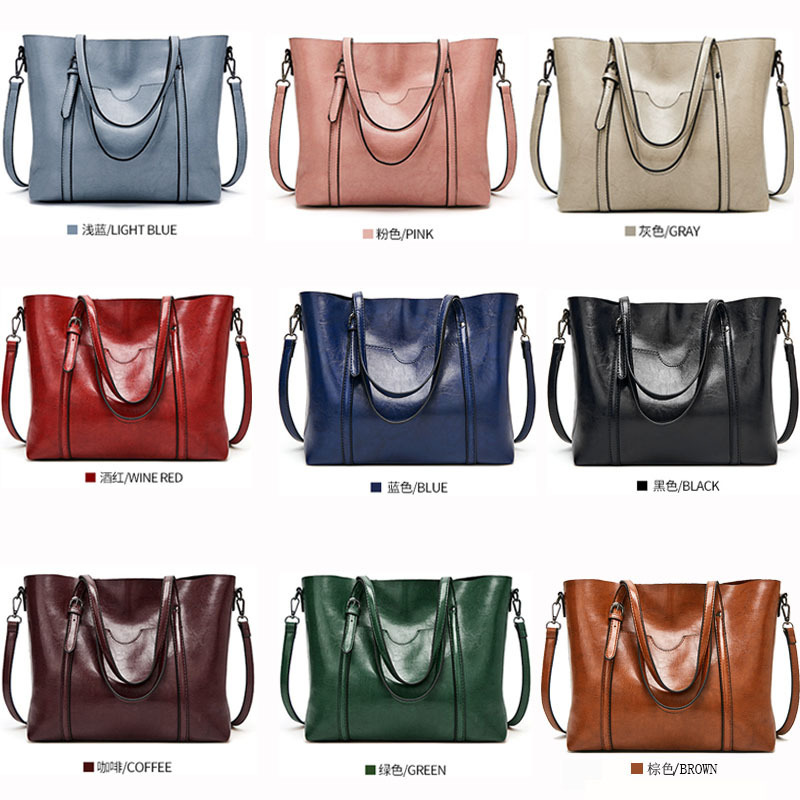 Guangzhou women's bag 2020 new European-American fashion wax skin hand-in-hand, one-shoulder-side cross-blank, large-scale wholesale delivery.