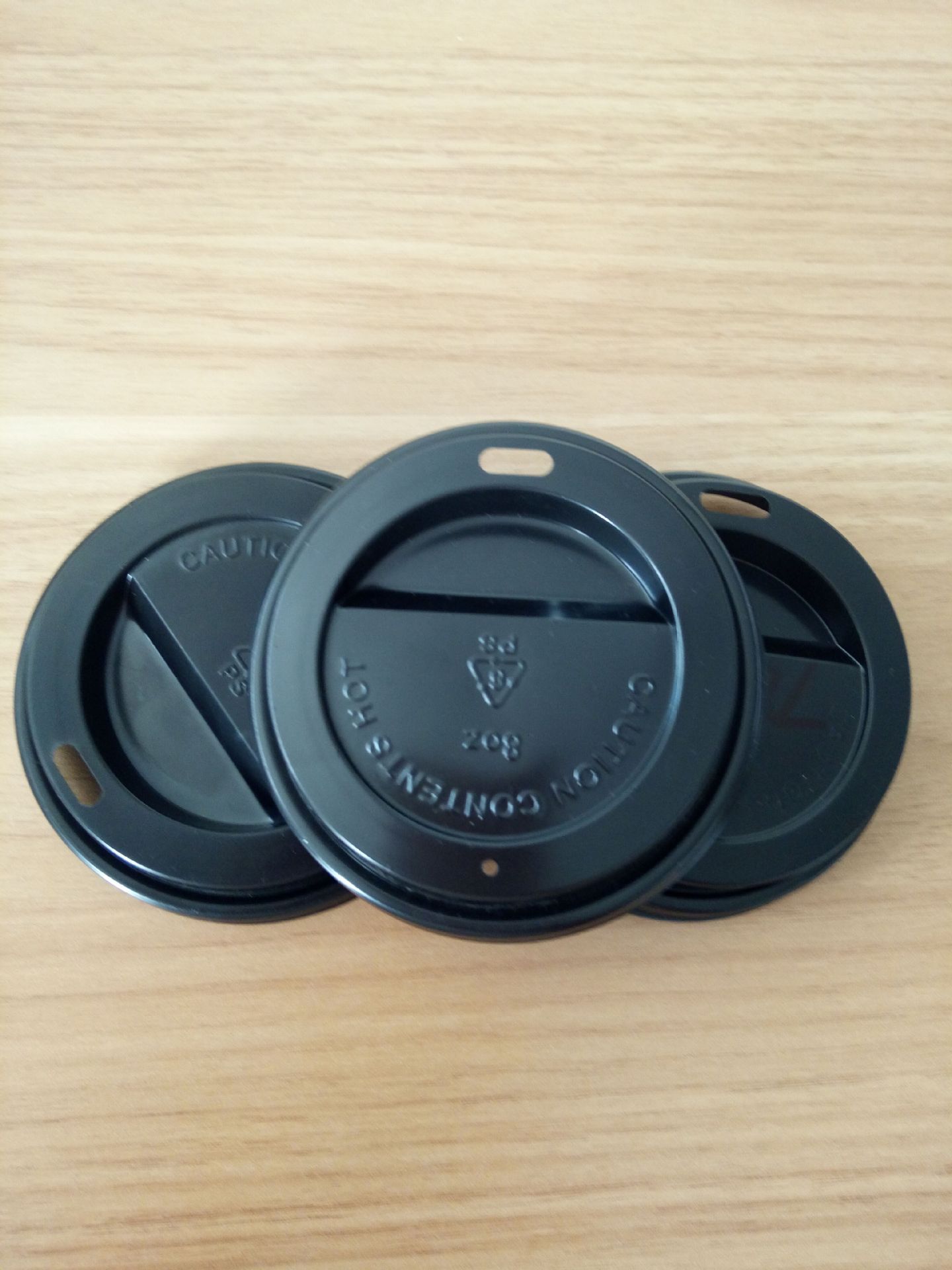 通用一次性塑料杯蓋80Z奶茶咖啡PS杯蓋加厚打包黑色熱飲杯蓋