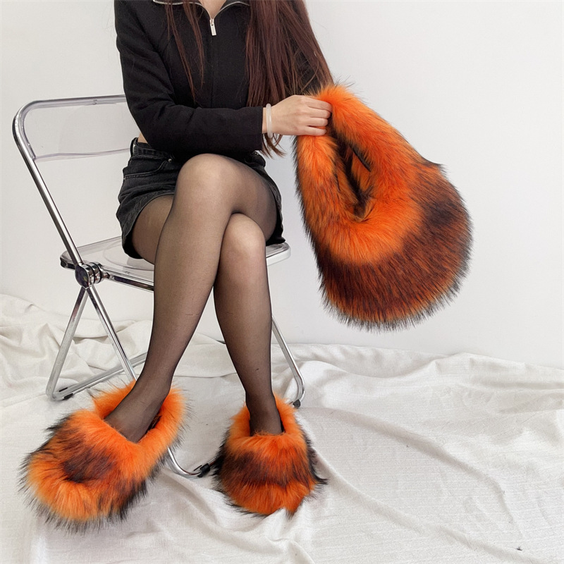 A new European-American hand-carriage slipper bag with a simulette-skin fur shell bag