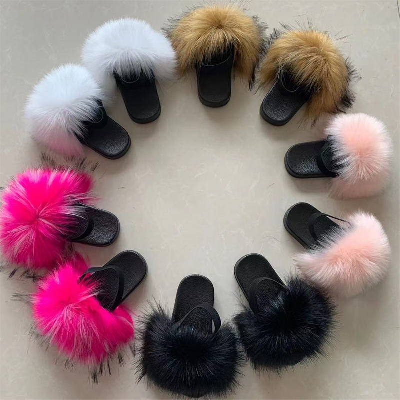 A hairy kid's shoelace i.e. a fury fox's fur furry furry sandals towed home-grown child shoes.