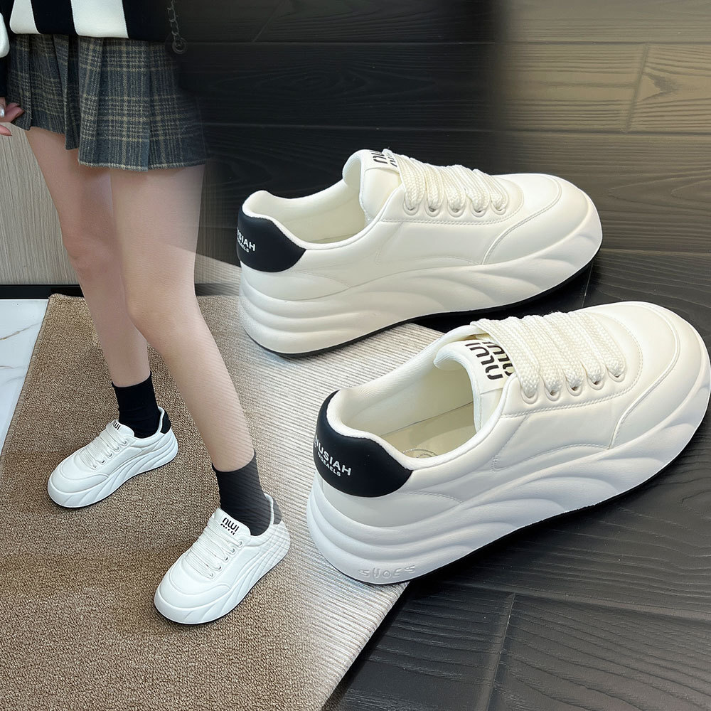 2024 Spring New Thick Bottoms Up Recreational High Heel Shoes Super Soft Super Light Shoes With Real Skin Shoes