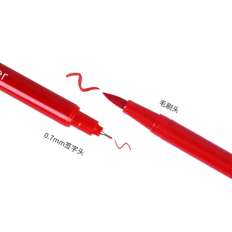 廠家直供新款雙頭可食用烘焙色素筆0.7mm簽字筆頭毛刷筆勾線筆畫