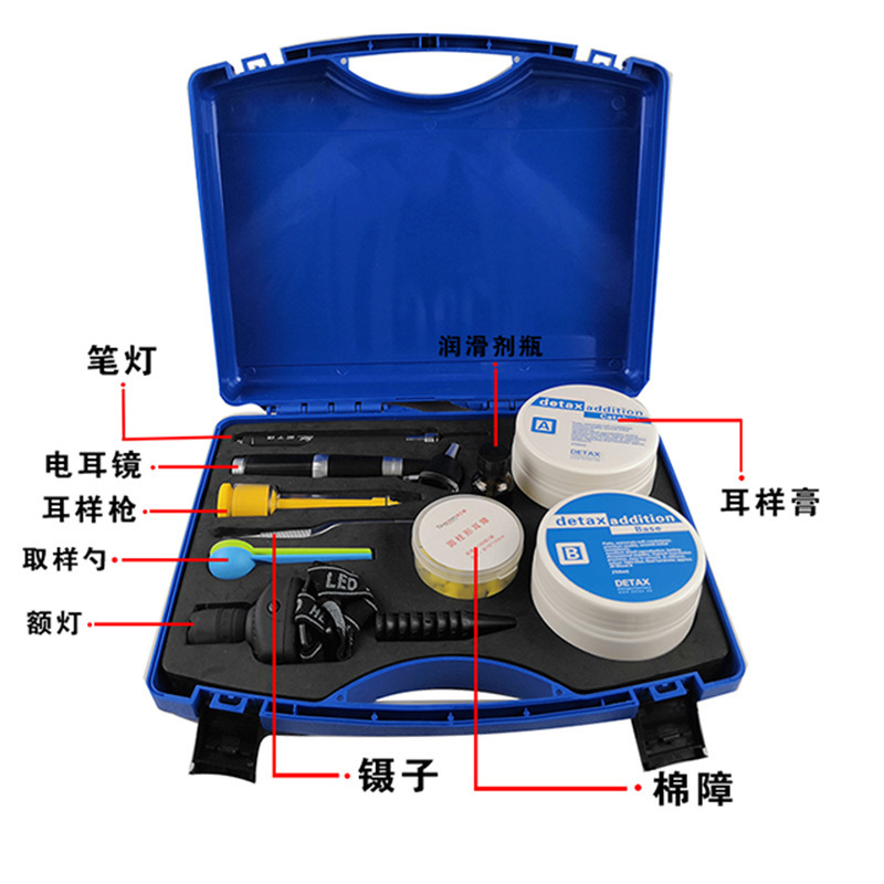 Hearing aid kits with door-to-door service kit for ear-scope examination of ear-wielding ointment