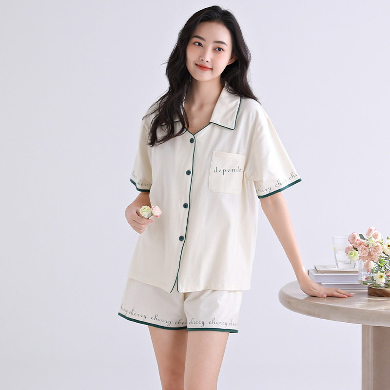 Bánh pyjamas cao cấp với một chiếc váy ngắn ướt bán vải bông cho bộ đồ nhà mùa hè.
