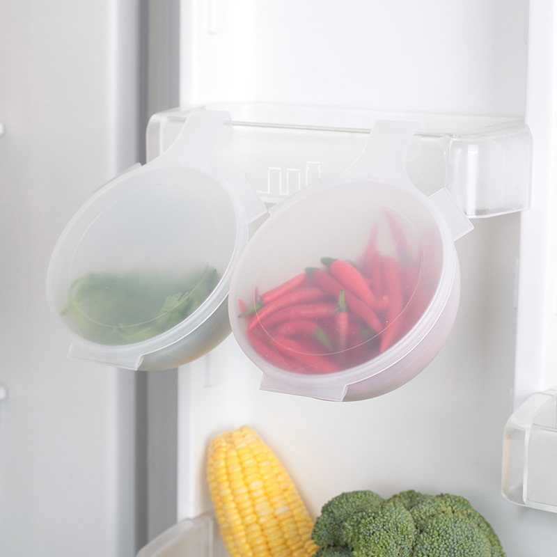 Refrigerator safe box, home-grown onion onions box, round-shaped and transparent, with a bowl seal box.