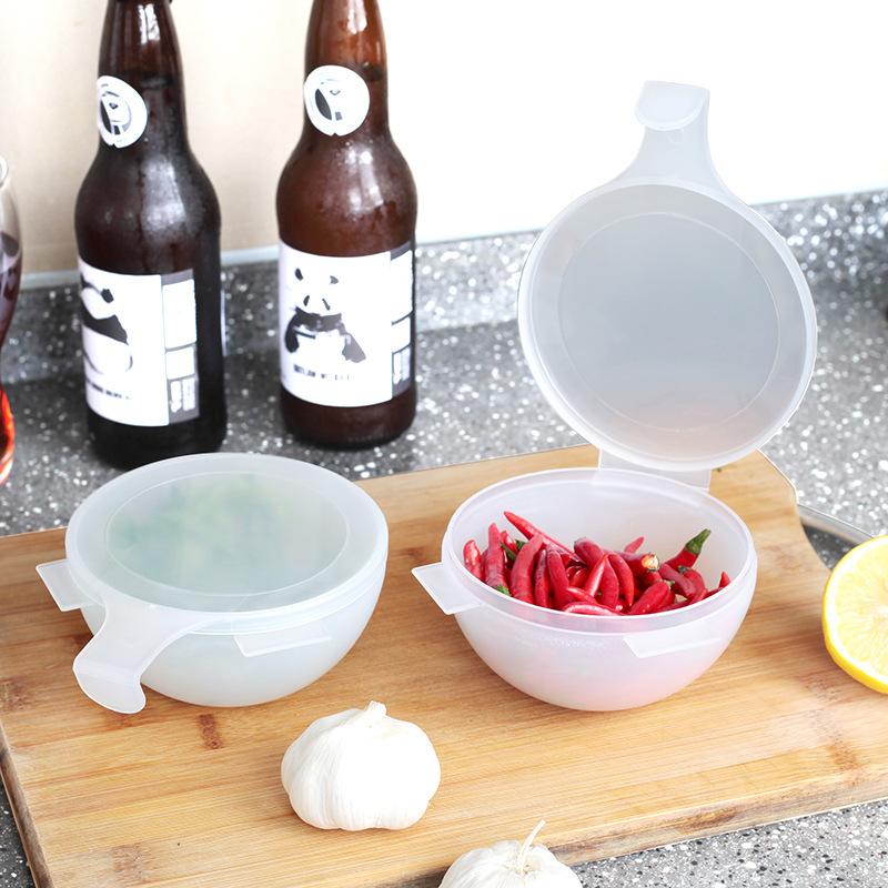 Refrigerator safe box, home-grown onion onions box, round-shaped and transparent, with a bowl seal box.