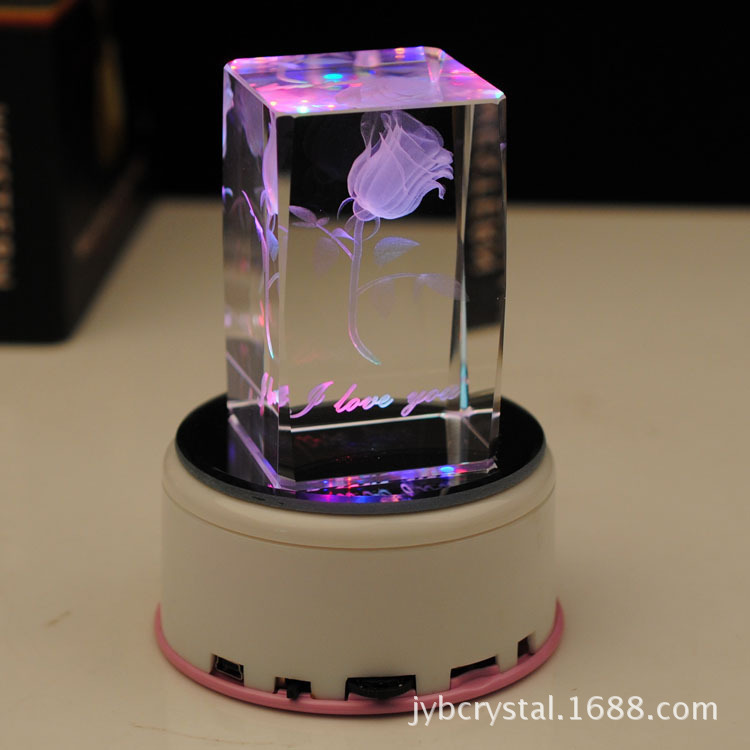 3d Crystal Seven-Crystal Rotation Lantern Crystal Base, Crystal Music Lamps, LED Lamps.