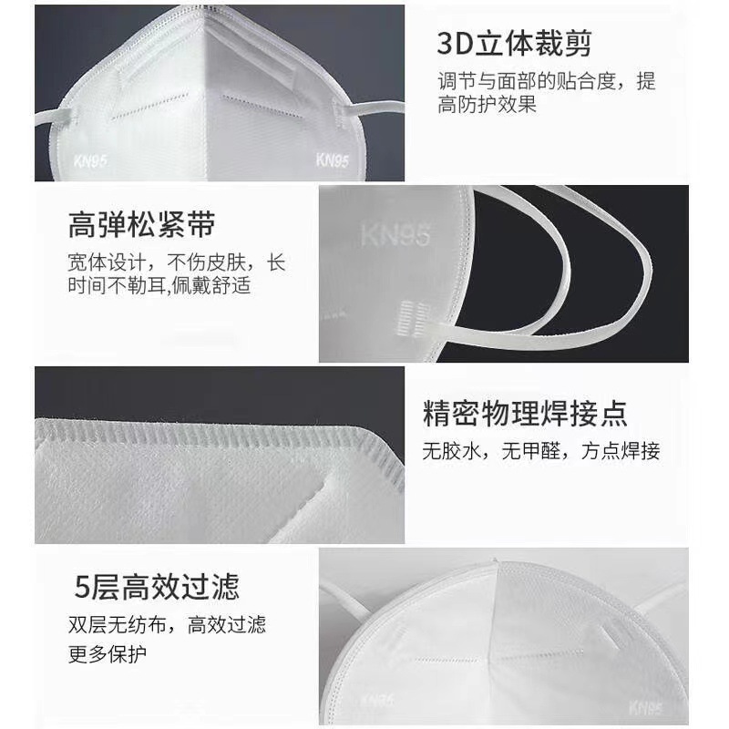 Mặt nạ người lớn một lần KN95 5 tầng bảo vệ hai tầng, đứng một, phun bụi