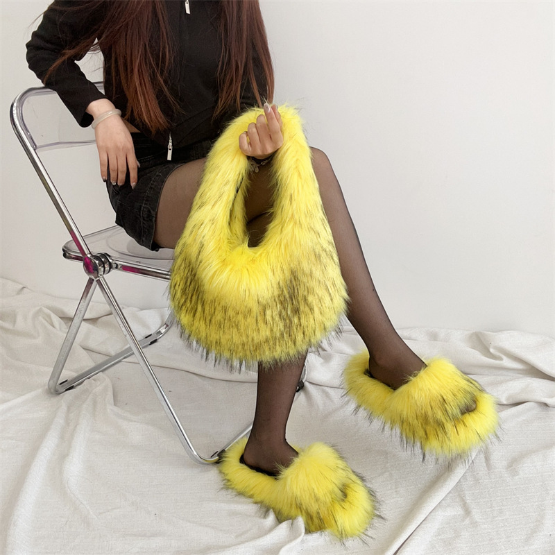 A new European-American hand-carriage slipper bag with a simulette-skin fur shell bag