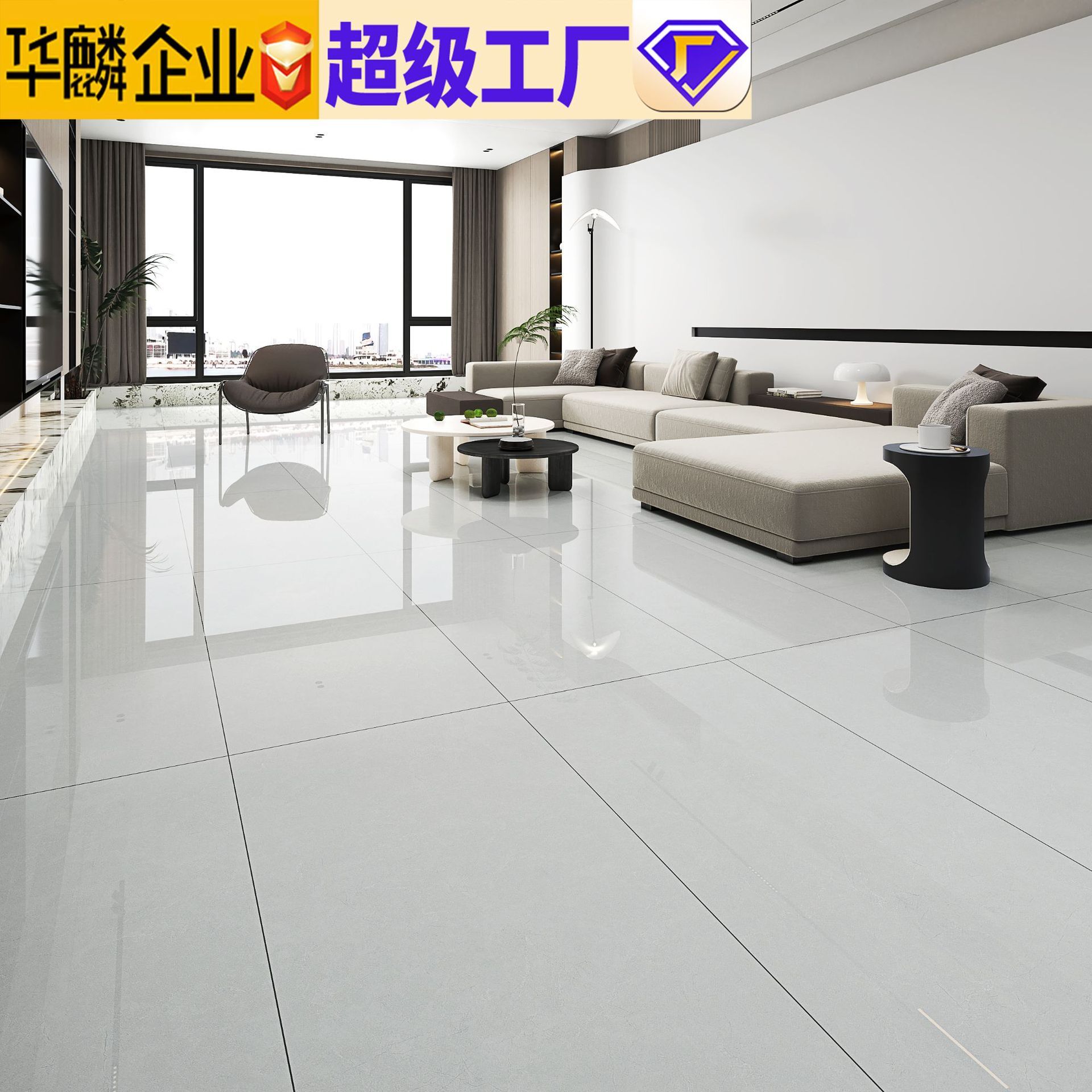 The Foshan factory distributes 600 x 1200 tradable marble bricks with a gray bright face and a simple wall tile.