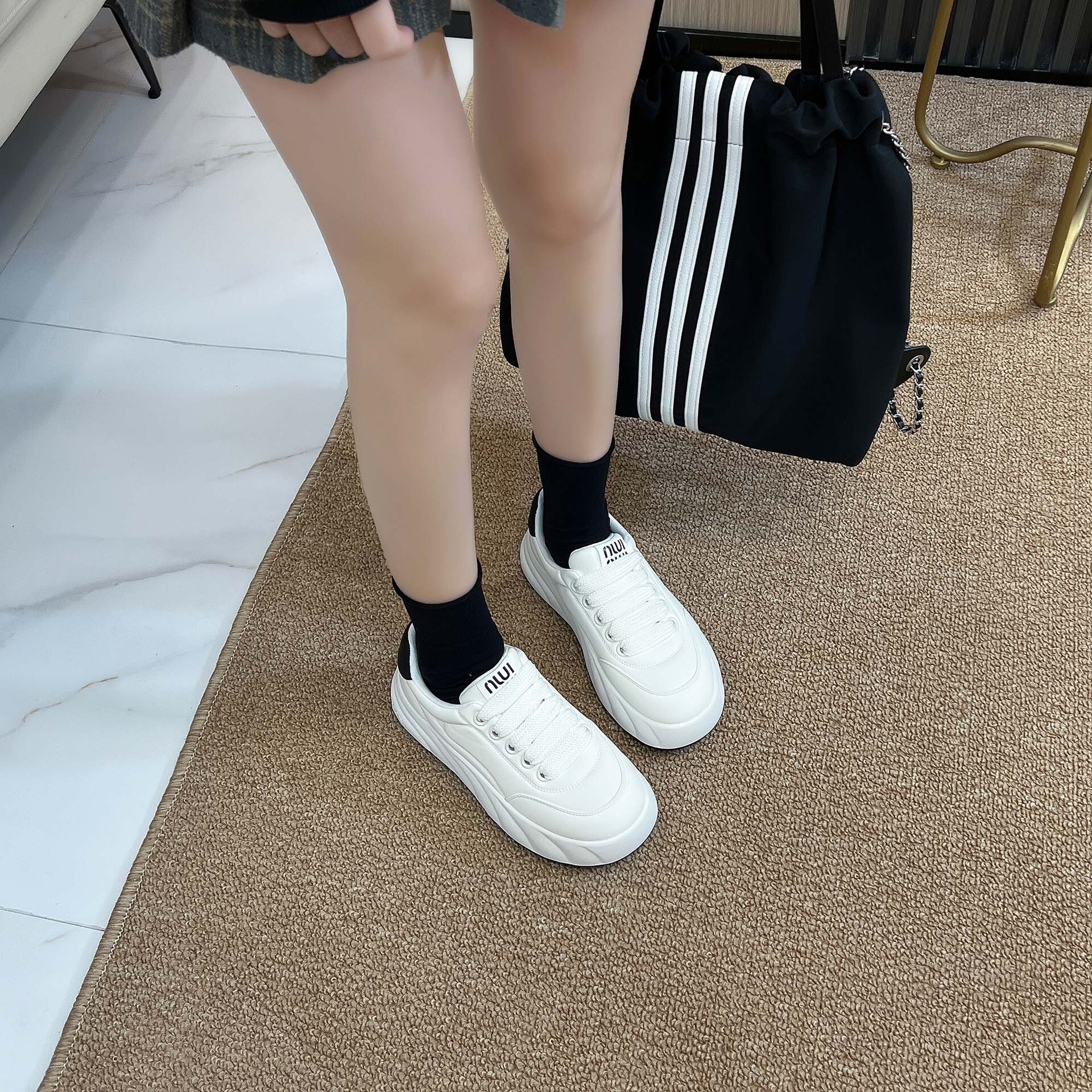 2024 Spring New Thick Bottoms Up Recreational High Heel Shoes Super Soft Super Light Shoes With Real Skin Shoes