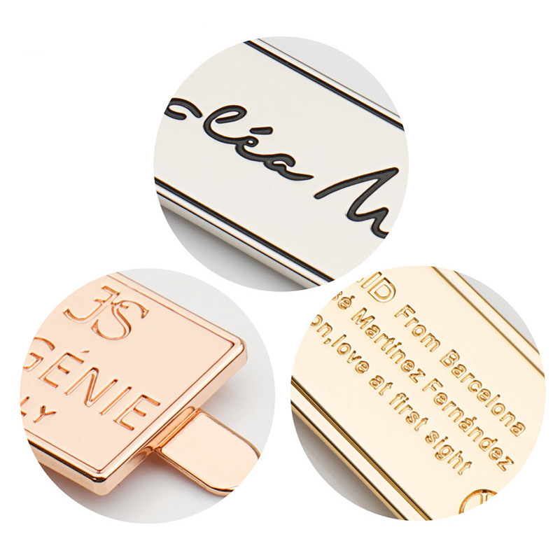 Electron plating city box label logo customised metal labels, box drops, rubber tags, zinc alloy signs.