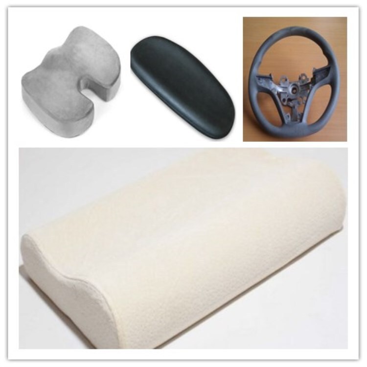 Polyurethane plant remembers the slow recovery of low-density solid pillow raw material in black and white.