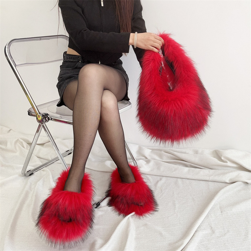 A new European-American hand-carriage slipper bag with a simulette-skin fur shell bag