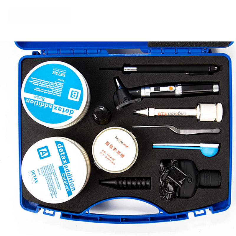 Hearing aid kits with door-to-door service kit for ear-scope examination of ear-wielding ointment