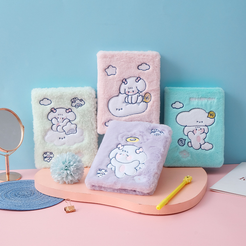 Cross-border cartoons, cute, fluffy, creative notebook, hand-held student stationery diary.