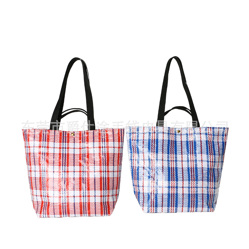 Han version of waterproof hand-made shoulder-weaving bag, red peg-skin shopping bag, custom-made factory knitting bag.