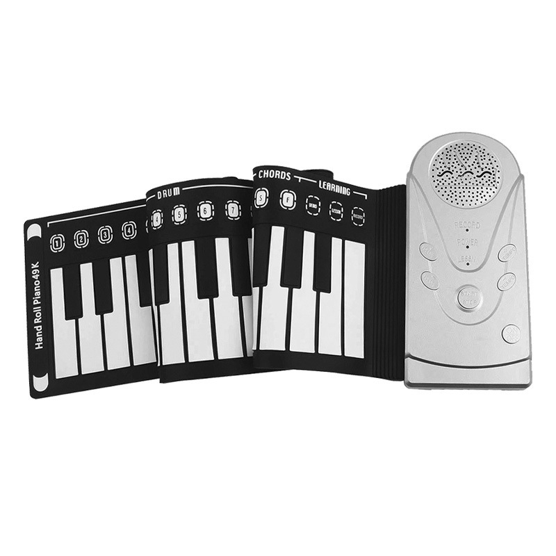 49-key black and white-hand piano children with early learning music toys with their own horns to fold.