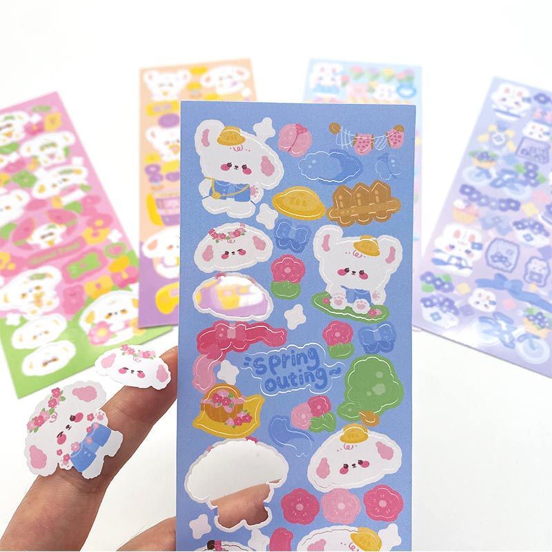 Thẻ Cuckoo tùy chỉnh, hoạt hình con thỏ nhỏ xinh xắn dễ thương cắt dán hình.
