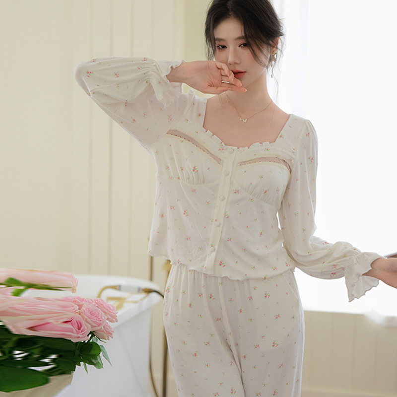Mùa thu mới của quý cô người Pháp đan vải bông hai bộ quần áo của Phong công chúa.