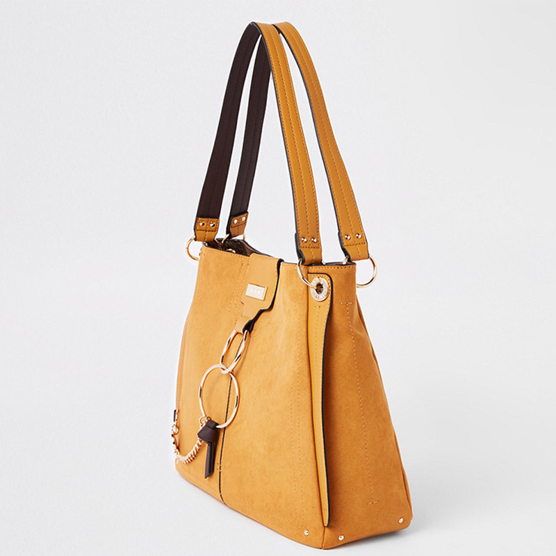 Female bag customised OEM 2023 new large-capacity handbags with a circle of five gold, one-shouldered moon bag bags