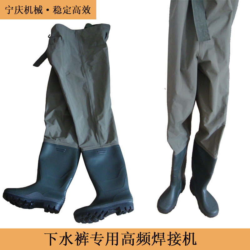 Watering pants, rain shoes, rain pants, EVA waterproof fishing packs, high chorus plastic melter, high frequency welders.