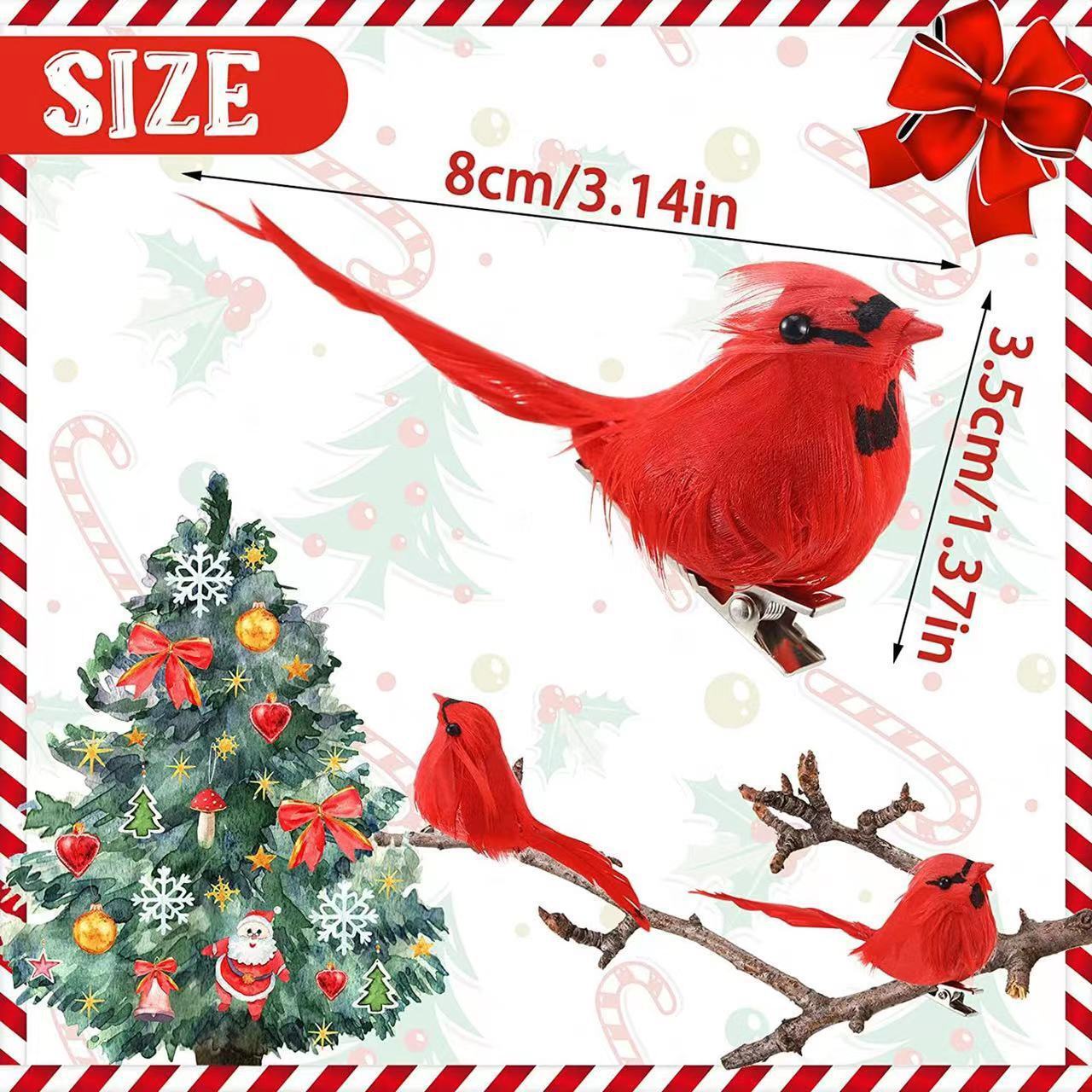 Christmas Decoration Red Bird Snatch mini imitating Red Bird Christmas Tree Decoration.