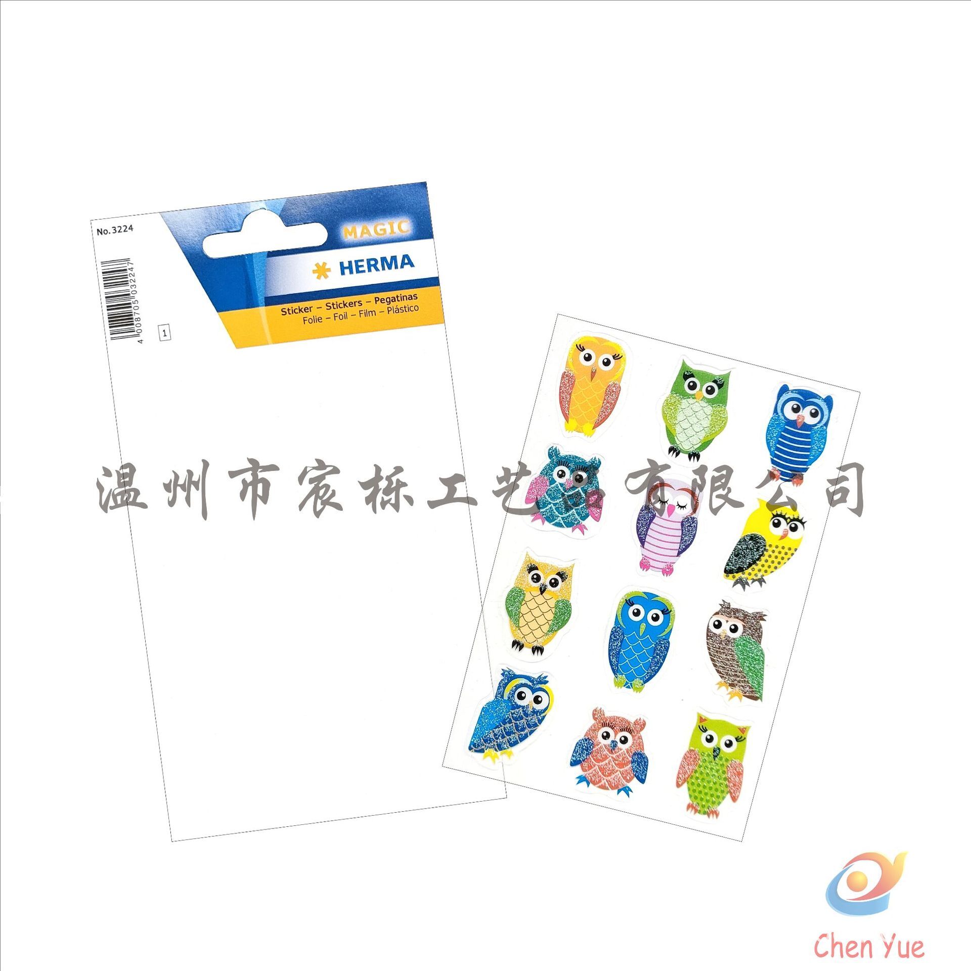 Hình con cú hoạt hình tùy chỉnh, hình dán PVC, Slipbook, ghi chú tình cảm.