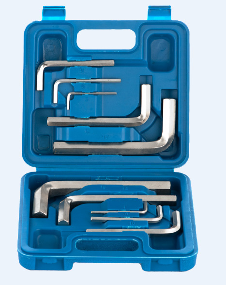 Shape box wrapping, short-marked nickel-colored six-angle wrench, ten PCs with six-angle wrench.