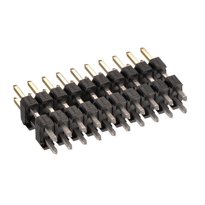 Two rows of double plastic H2.0 180 degree DIP semi-gold needle connector