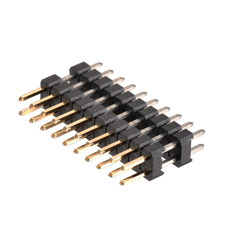 Two rows of double plastic H2.0 180 degree DIP semi-gold needle connector