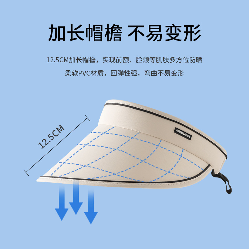 空頂防曬帽子女夏可摺疊防紫外線遮陽帽騎車大帽檐2024新款太陽帽