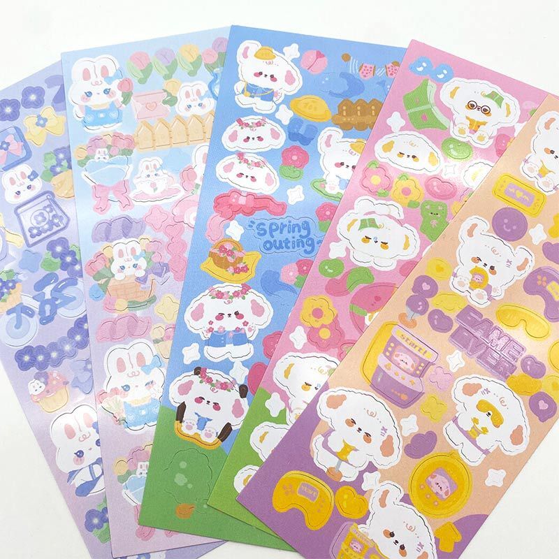 Thẻ Cuckoo tùy chỉnh, hoạt hình con thỏ nhỏ xinh xắn dễ thương cắt dán hình.