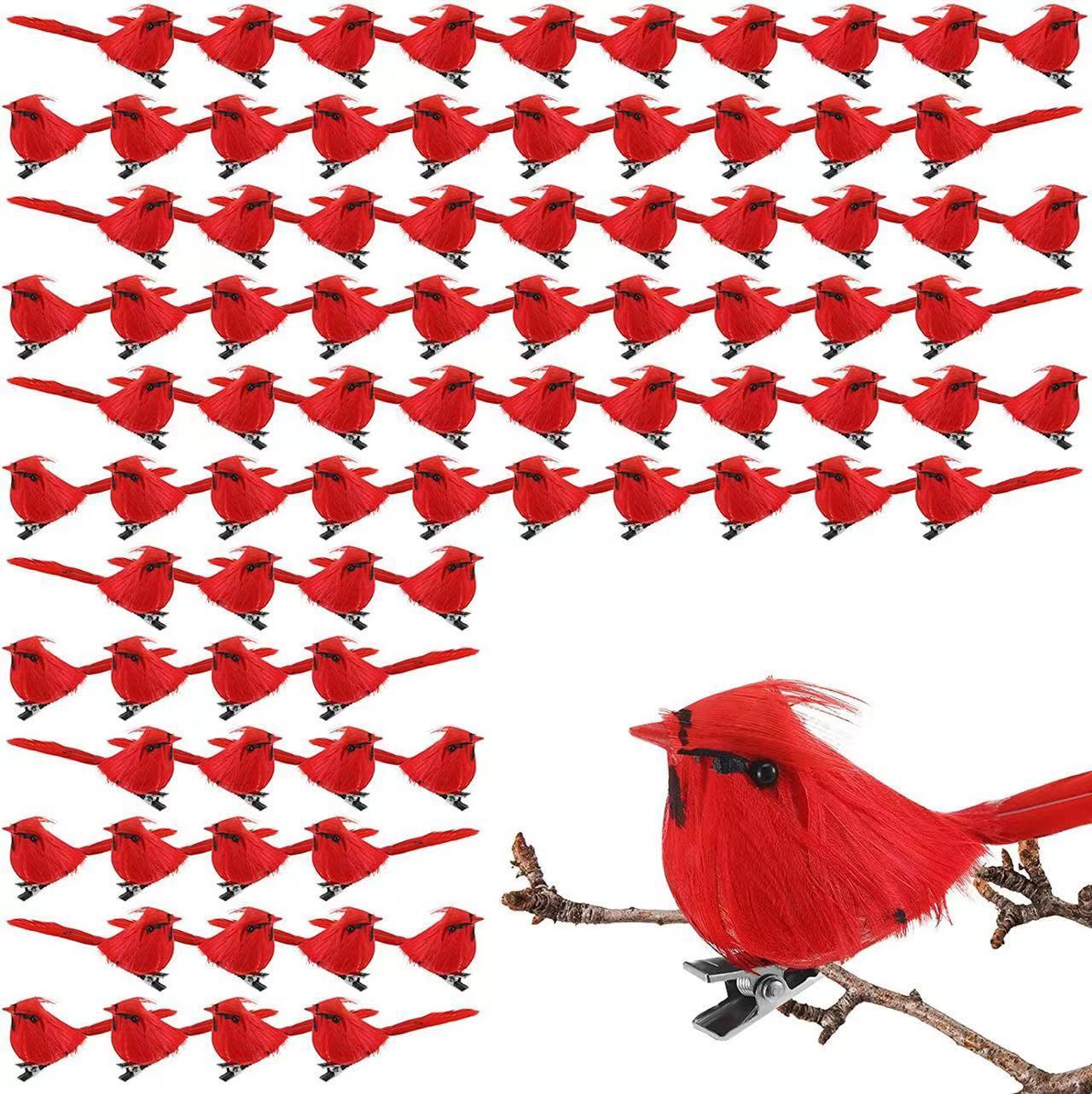 Christmas Decoration Red Bird Snatch mini imitating Red Bird Christmas Tree Decoration.