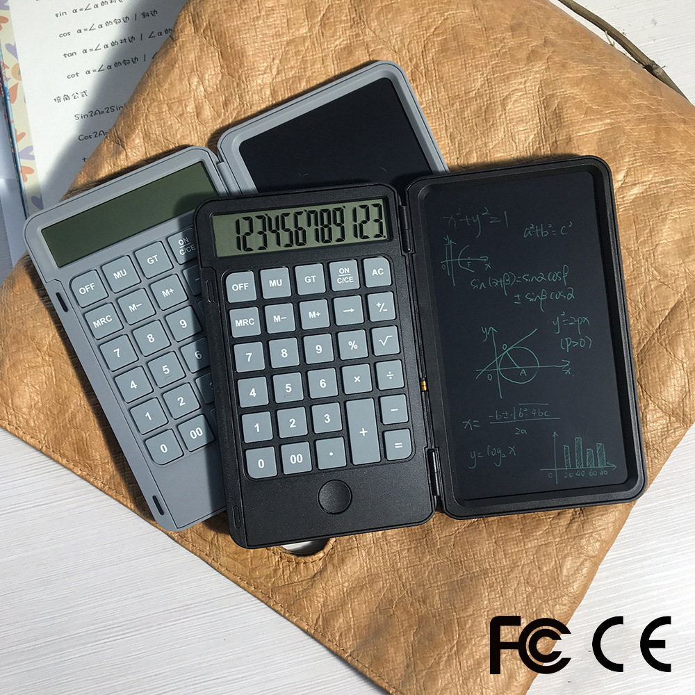 A computer business draft of the LCD computer with a chargeboard calculator