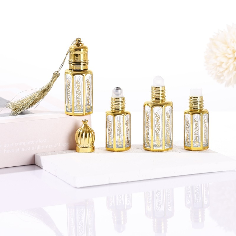Electronly plating eight-angle glass 6 ml oil roller 12 ml portable small sample bottle 10 ml perfume emptied bottle