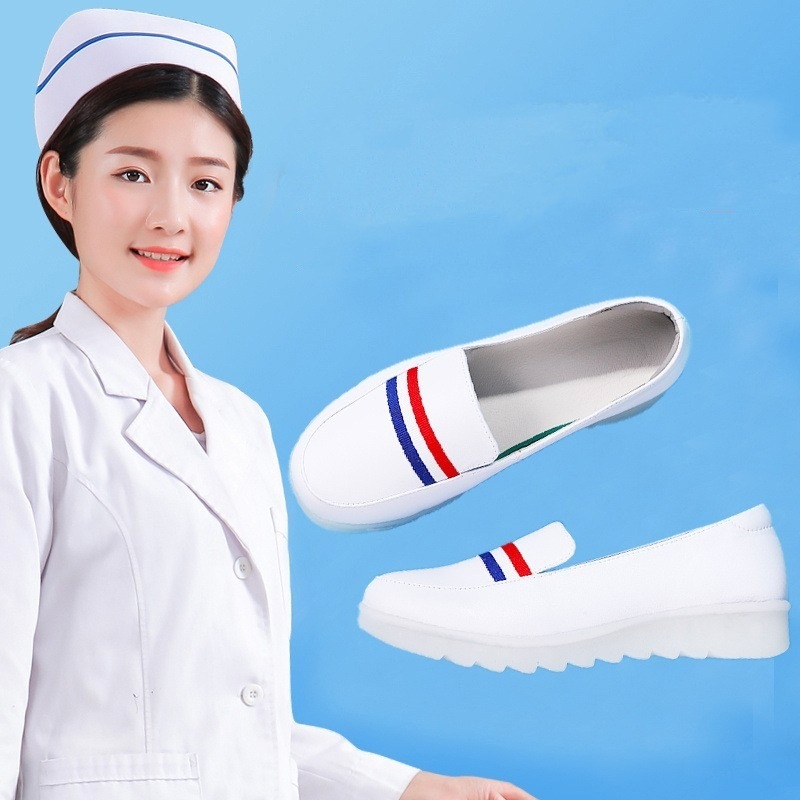 Nurse Shoewoman's soft bottom white flat slopes and comfy airproof deodorant slopes and spring summer 2021.