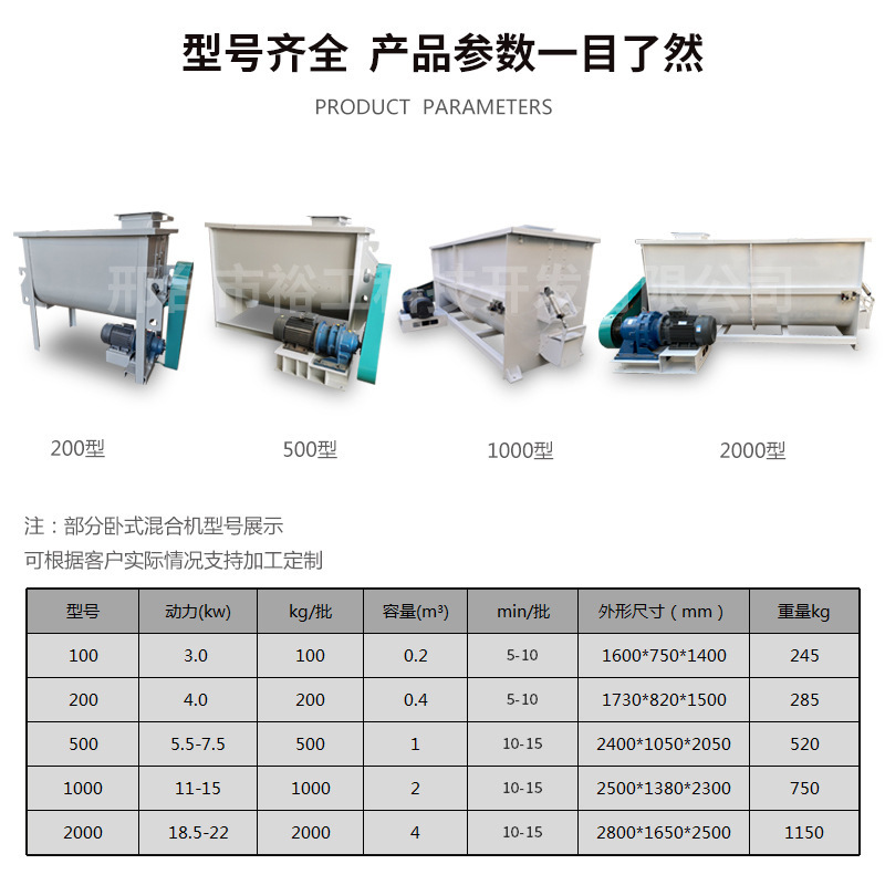 卧式单轴双螺带混合机   养殖饲料搅拌机  不锈钢混料机拌料机