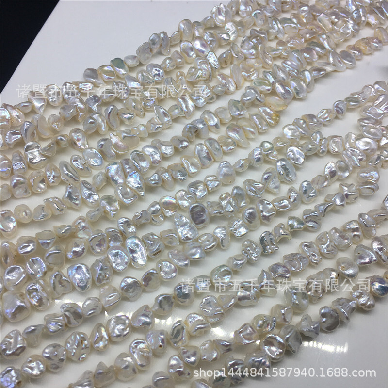 7-8mm5A, 28-gauge fresh water keshi irregularly regenerative bead barlock necklace delivery zipper